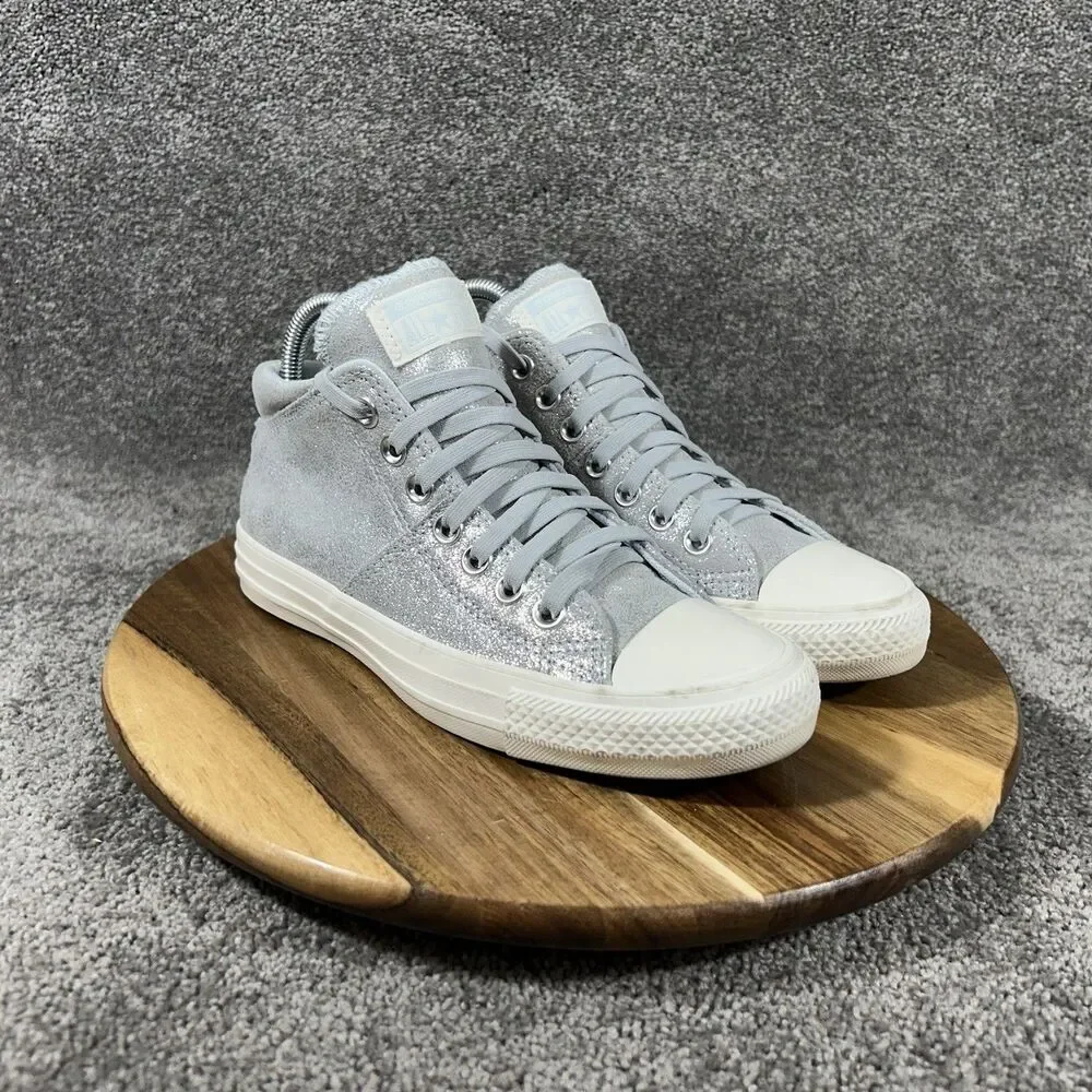 Converse CTAS Madison Mid Women’s Sz 6 Silver Sparkle Athletic Skate Shoes Used